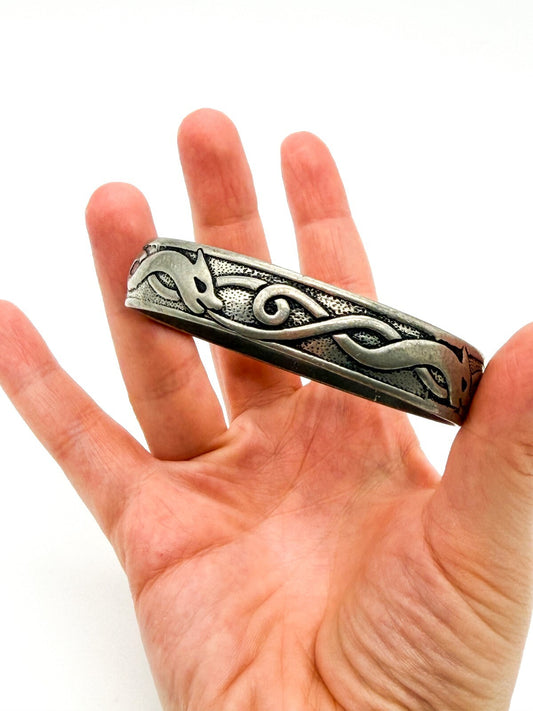 St Justin Pewter Celtic Serpent Dragon Bangle Cornwall Mythology Bracelet