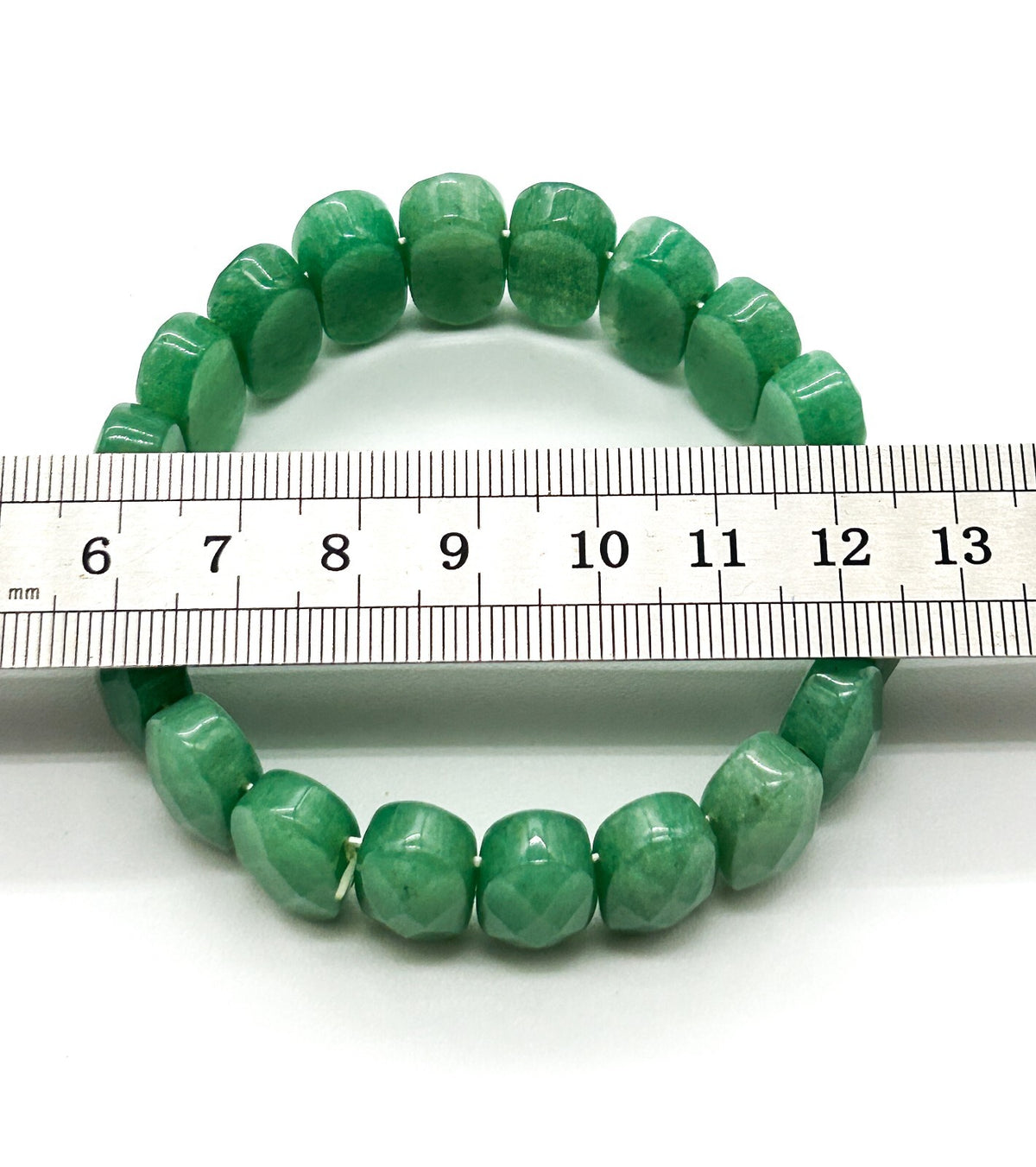 Green Aventurine Gemstone Stretch Bracelet Faceted Oval Beads Natural Stone