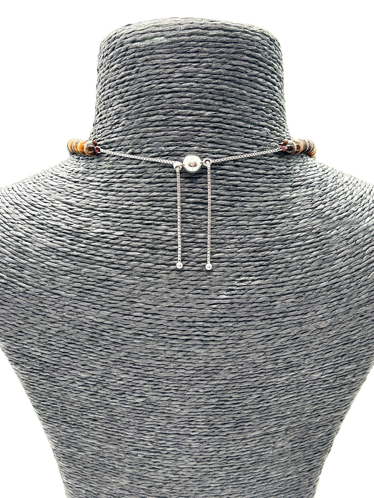 Graduated Tiger’s Eye Gemstone Necklace Magnetic Bolo Clasp