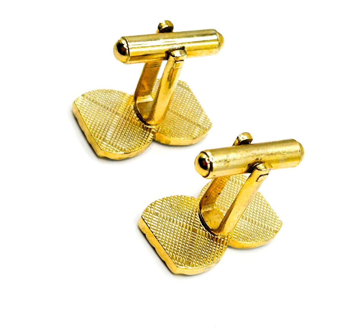 Vintage Two Tone Gold Silver Cufflinks Ridged Geometric Abstract Bullet Back
