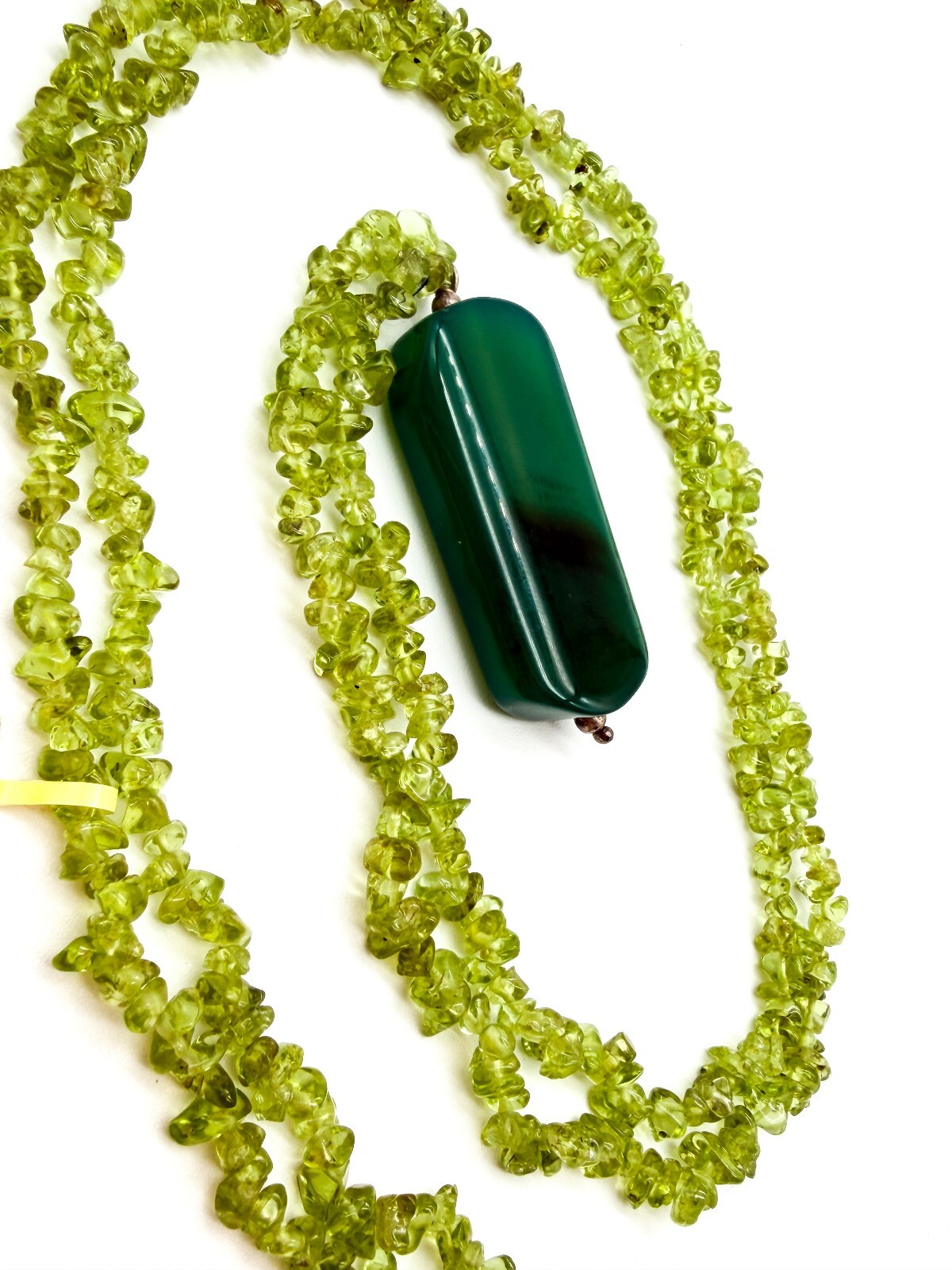 Natural Peridot Chip Necklace Green Agate Pendant Gemstone Continuous Strand