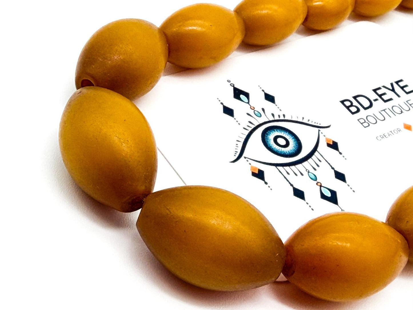 Vintage Butterscotch Phenolic Resin Bead Necklace Mid Century 17.5”