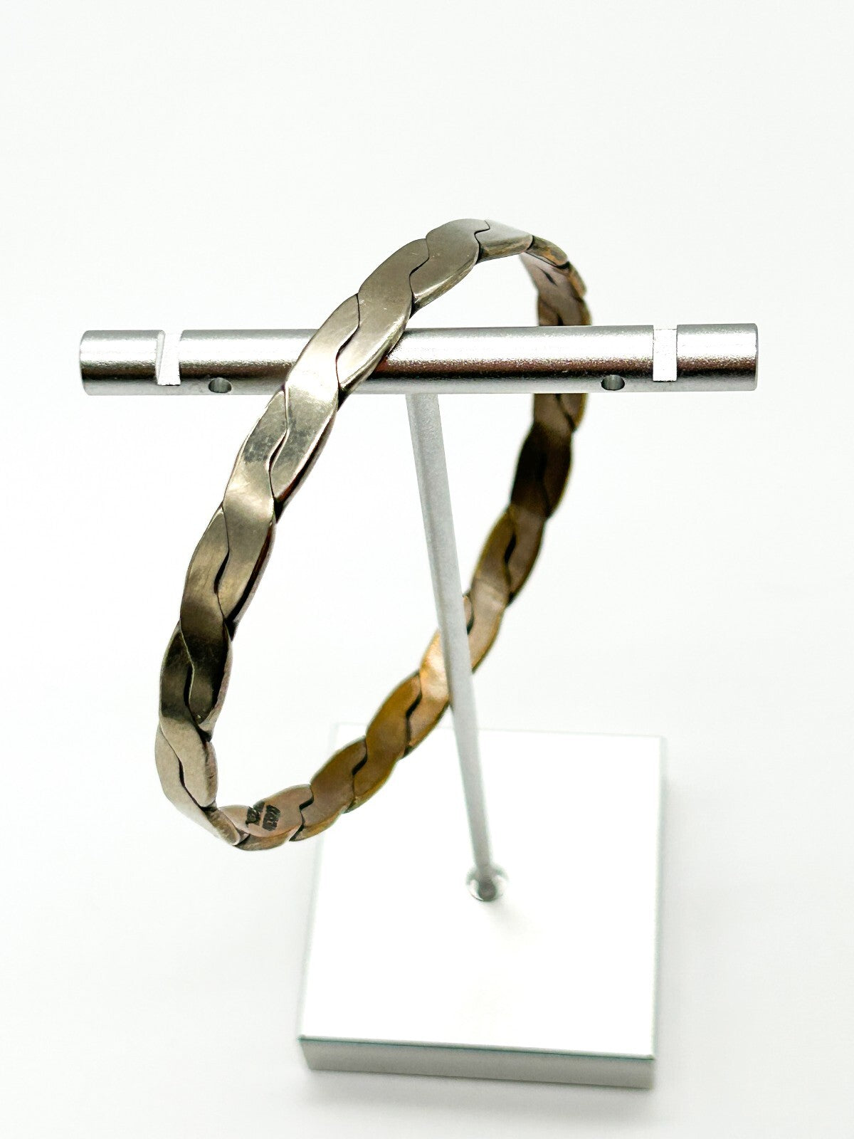 Vintage Mexican 925 Stamped Silver Plated Twist Bangle Hecho En Mexico
