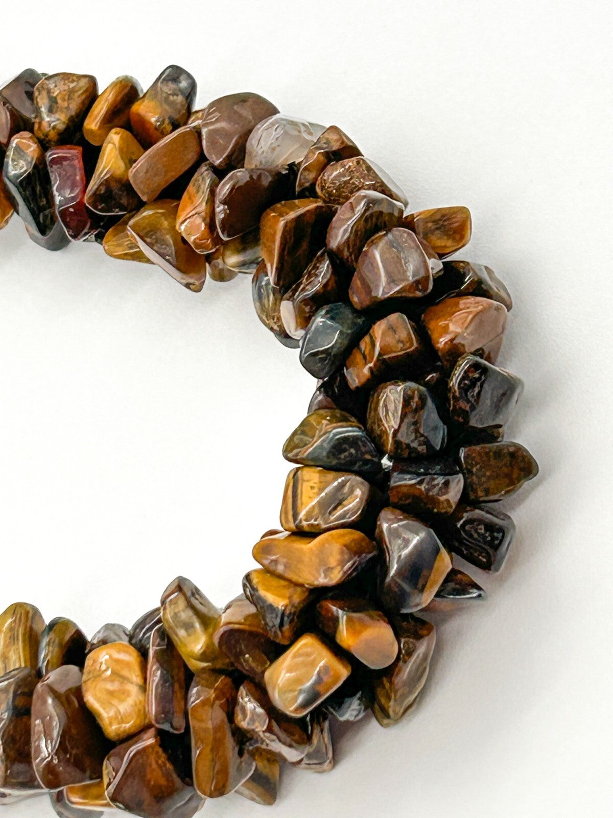 Vintage Tiger’s Eye Gemstone Chip Necklace Chunky Graduated Boho 22.5”