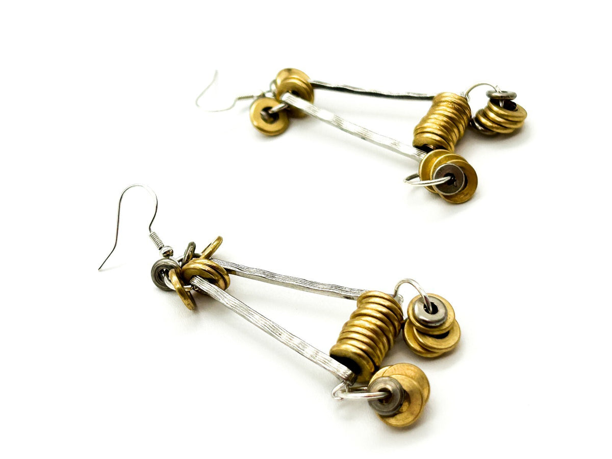 Industrial Mixed Metal Necklace Earrings Set One Of A Kind BD-Eye Original