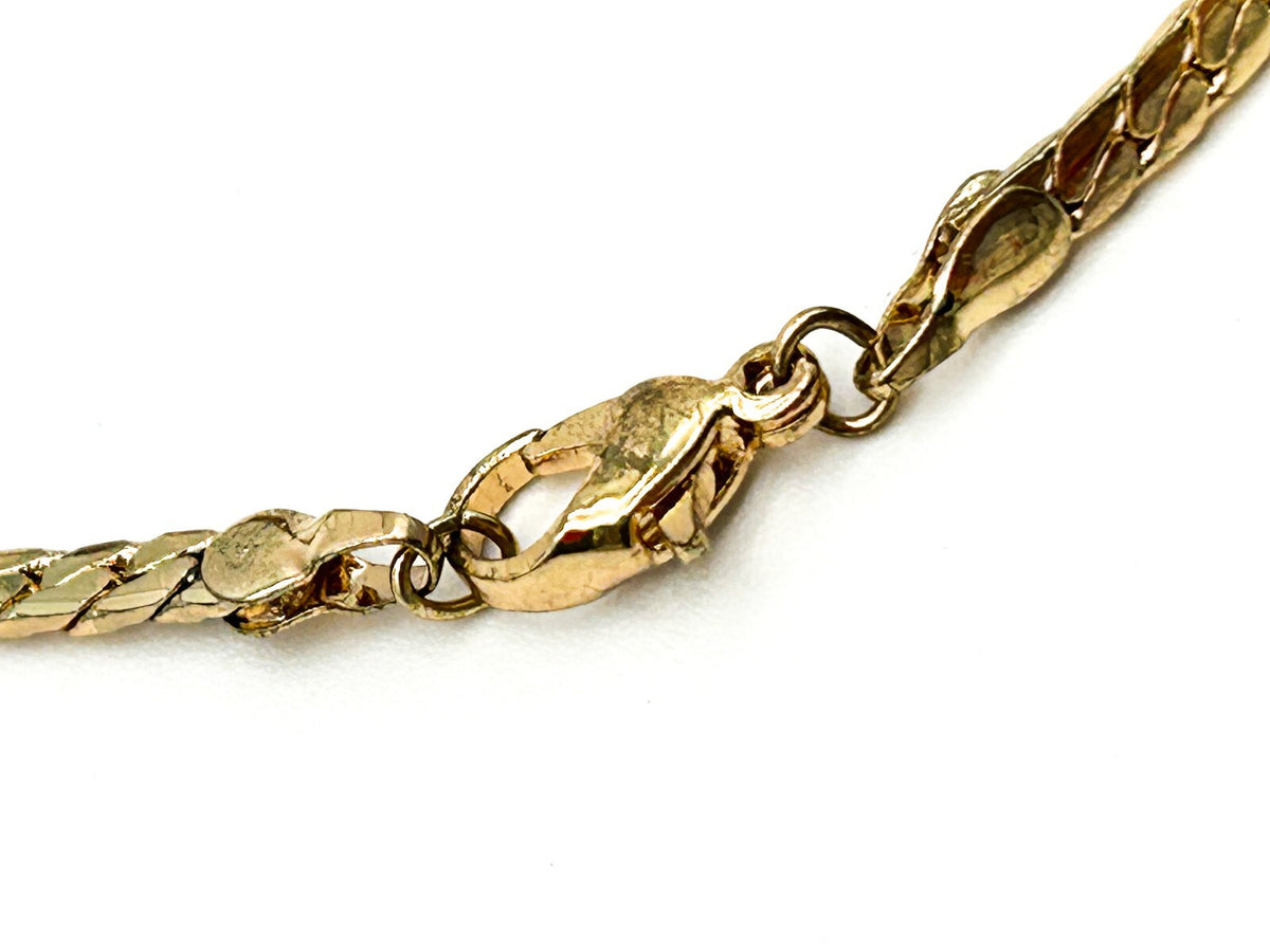 Vintage Gold Plated Cuban Link Bracelet Marquis Ruby (tested) & Glass Crystals