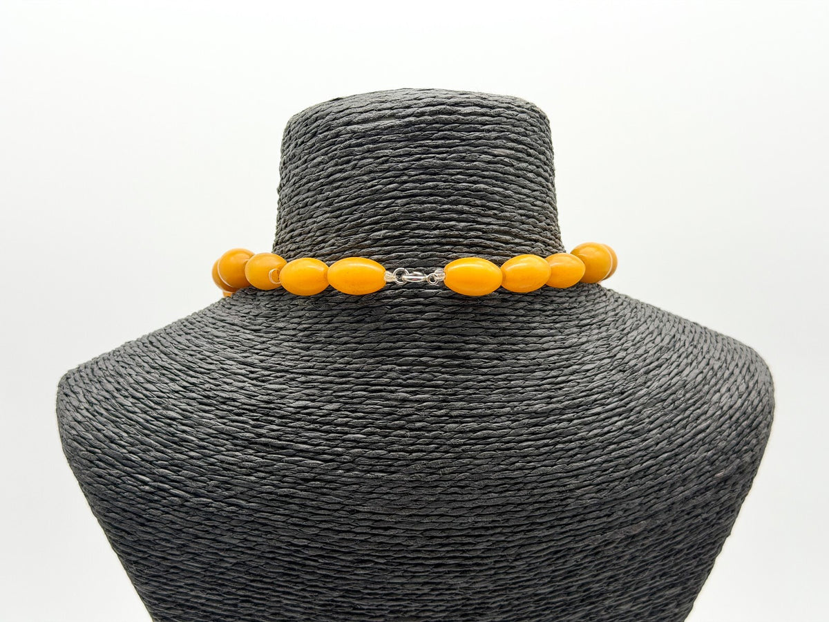 Vintage Butterscotch Phenolic Resin Bead Necklace Mid Century 17.5”