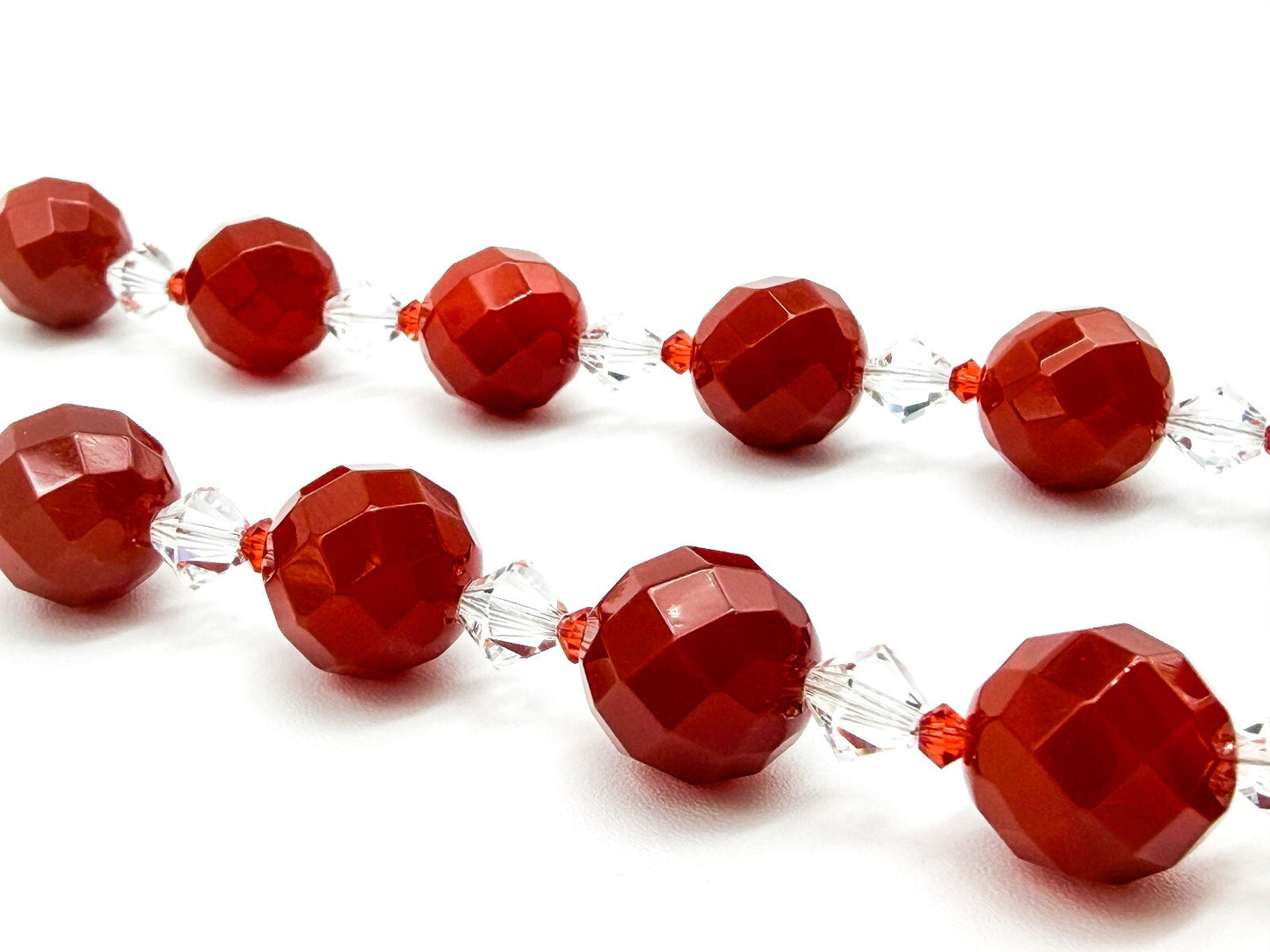 Carnelian Necklace & Earrings Set Faceted Gemstone Crystal Toggle Clasp