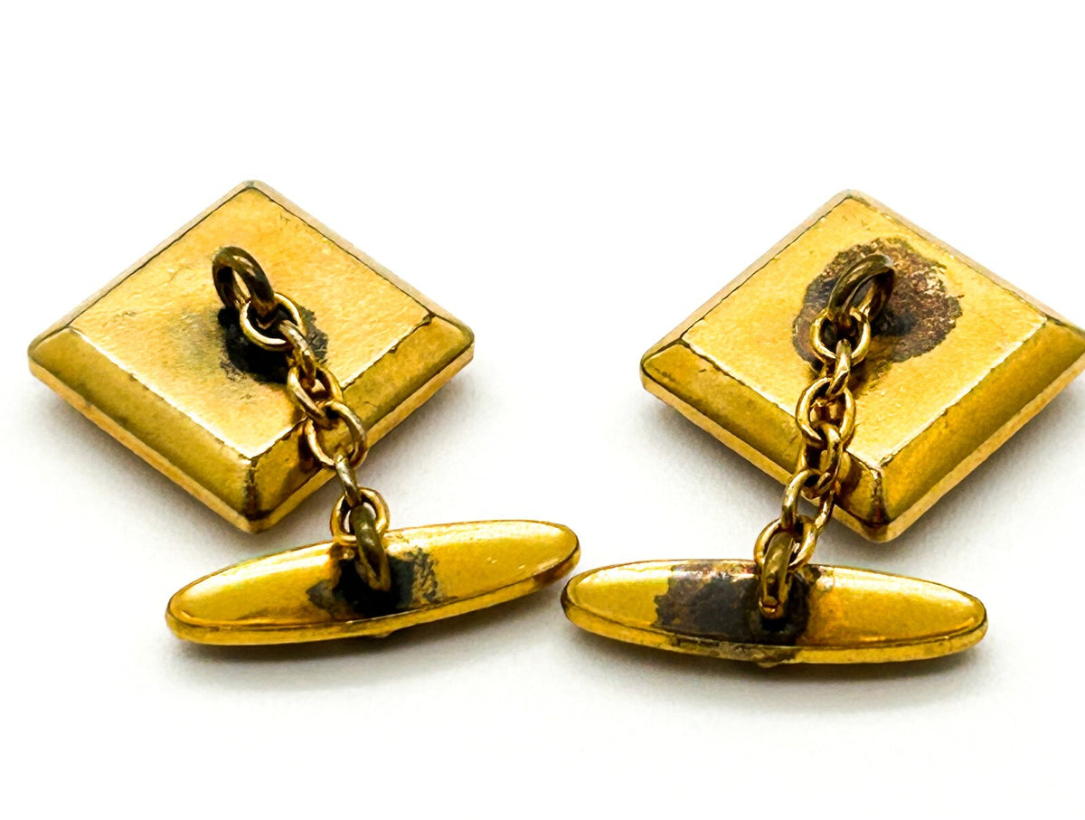 Vintage Toledo Damascene Dragon Cufflinks Gold Plated Spanish Cuff Links