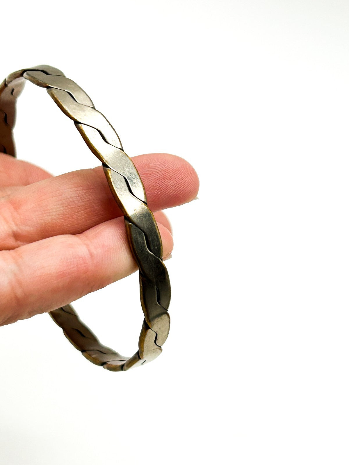 Vintage Mexican 925 Stamped Silver Plated Twist Bangle Hecho En Mexico