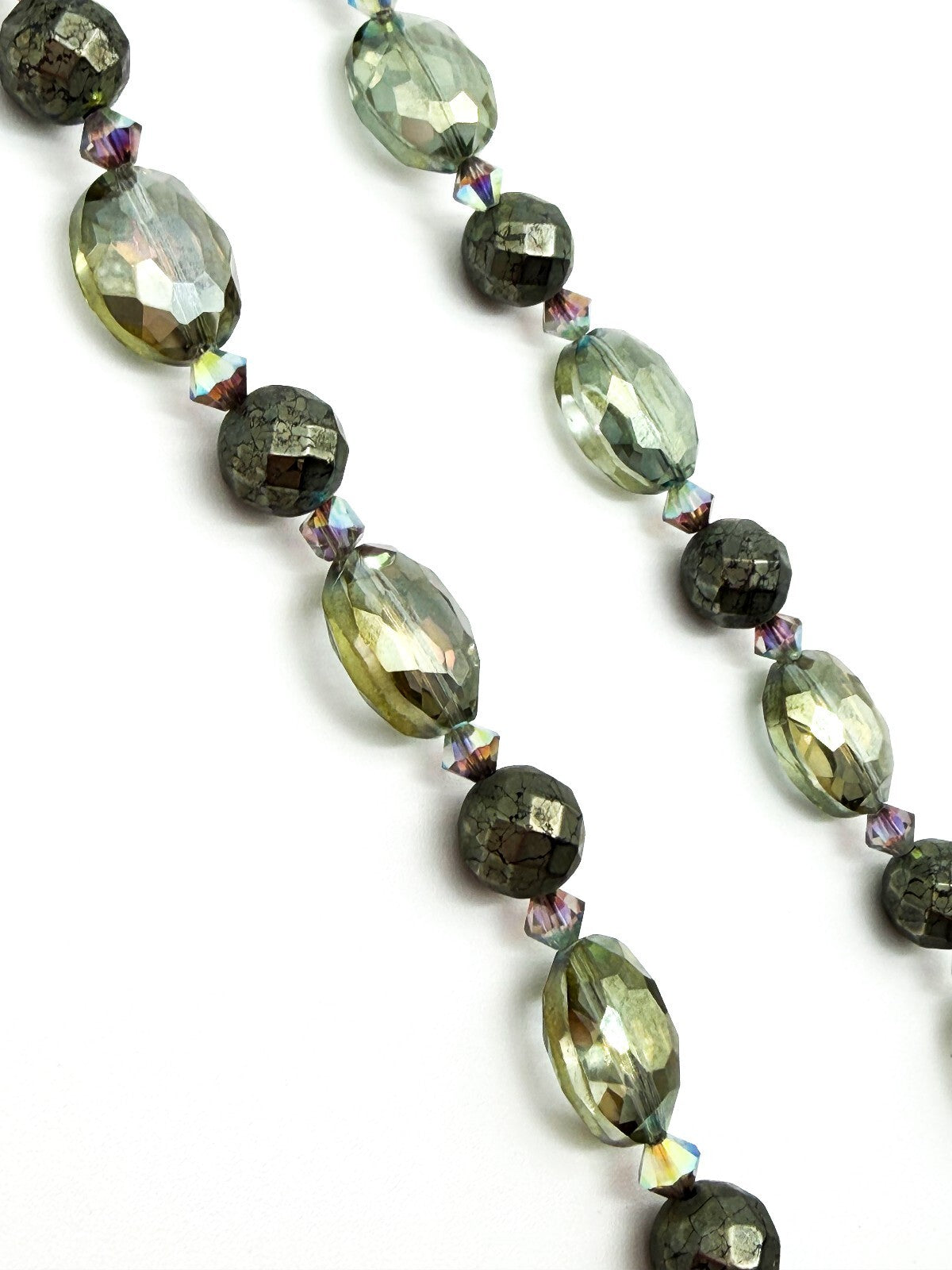 Natural Pyrite Statement Necklace Faceted Smoky AB Crystal Gemstone Pendant