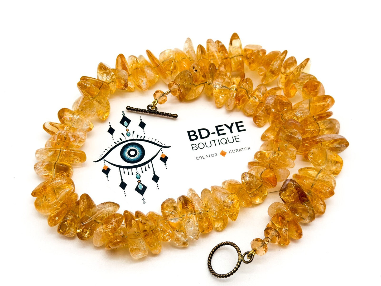 Natural Citrine Nugget Necklace Honey Yellow Gemstone Toggle Clasp Gemstone
