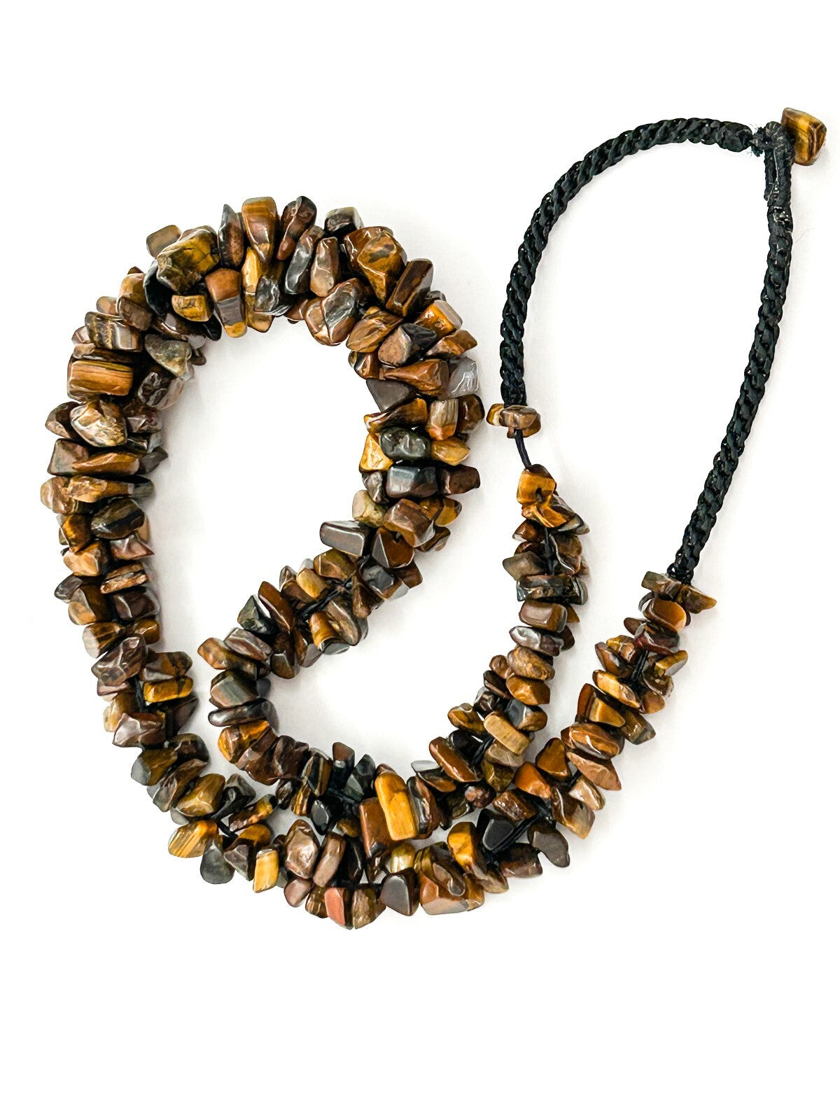 Vintage Tiger’s Eye Gemstone Chip Necklace Chunky Graduated Boho 22.5”