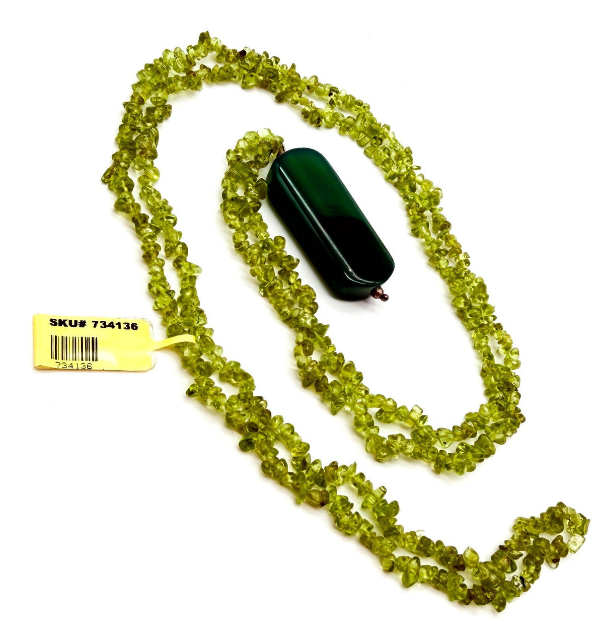 Natural Peridot Chip Necklace Green Agate Pendant Gemstone Continuous Strand