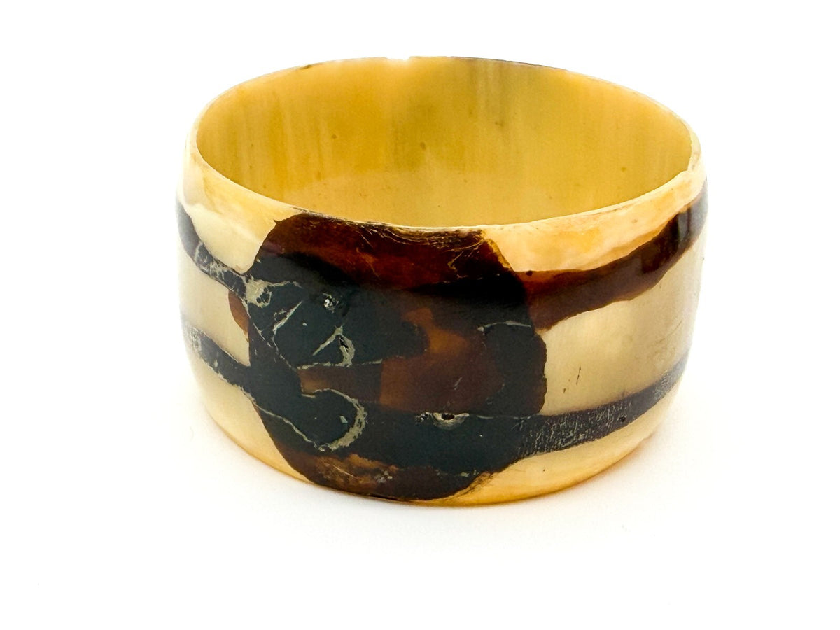 Vintage Organic Material Cuff Bracelet Bundle x4 Natural Cream Brown Bangles