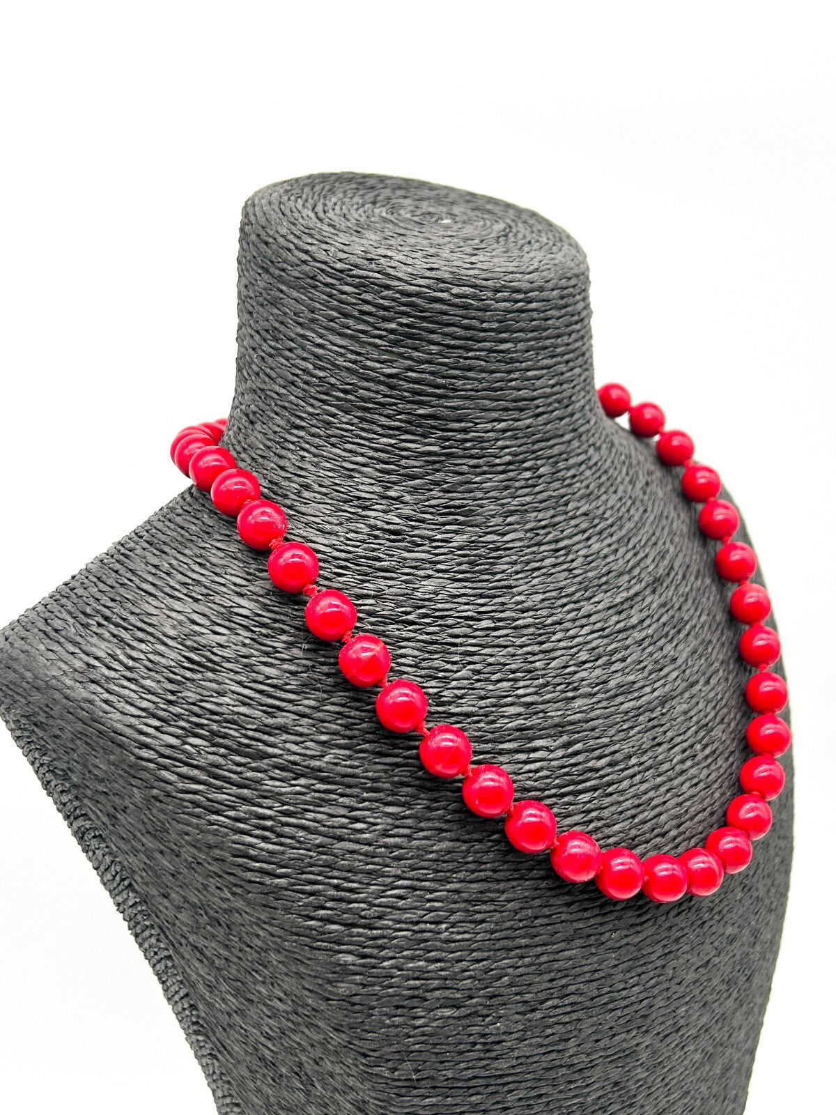 Vintage Hand Knotted Red Glass Beaded Necklace Jewellery Repair Project 18.5"