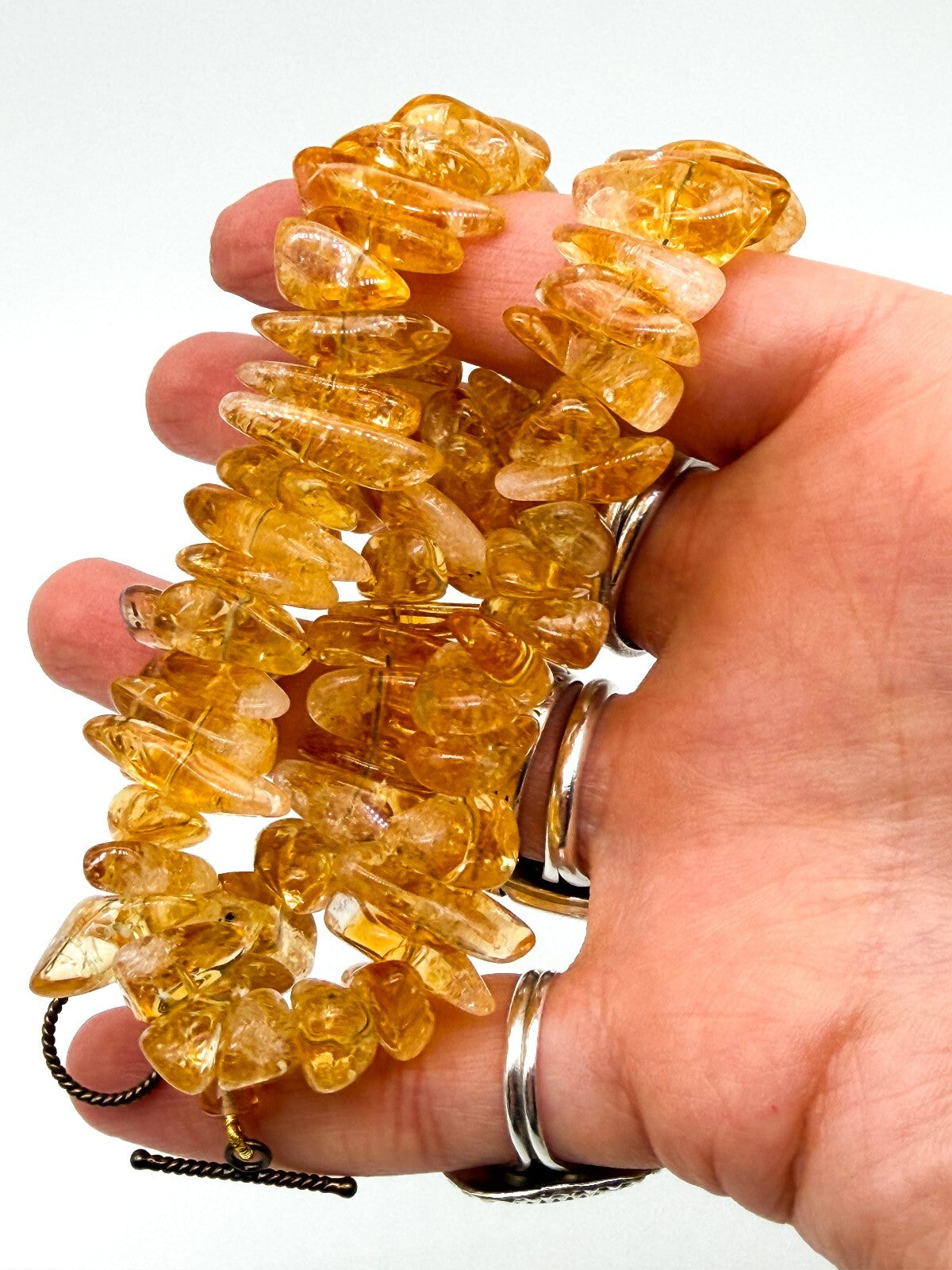 Natural Citrine Nugget Necklace Honey Yellow Gemstone Toggle Clasp Gemstone
