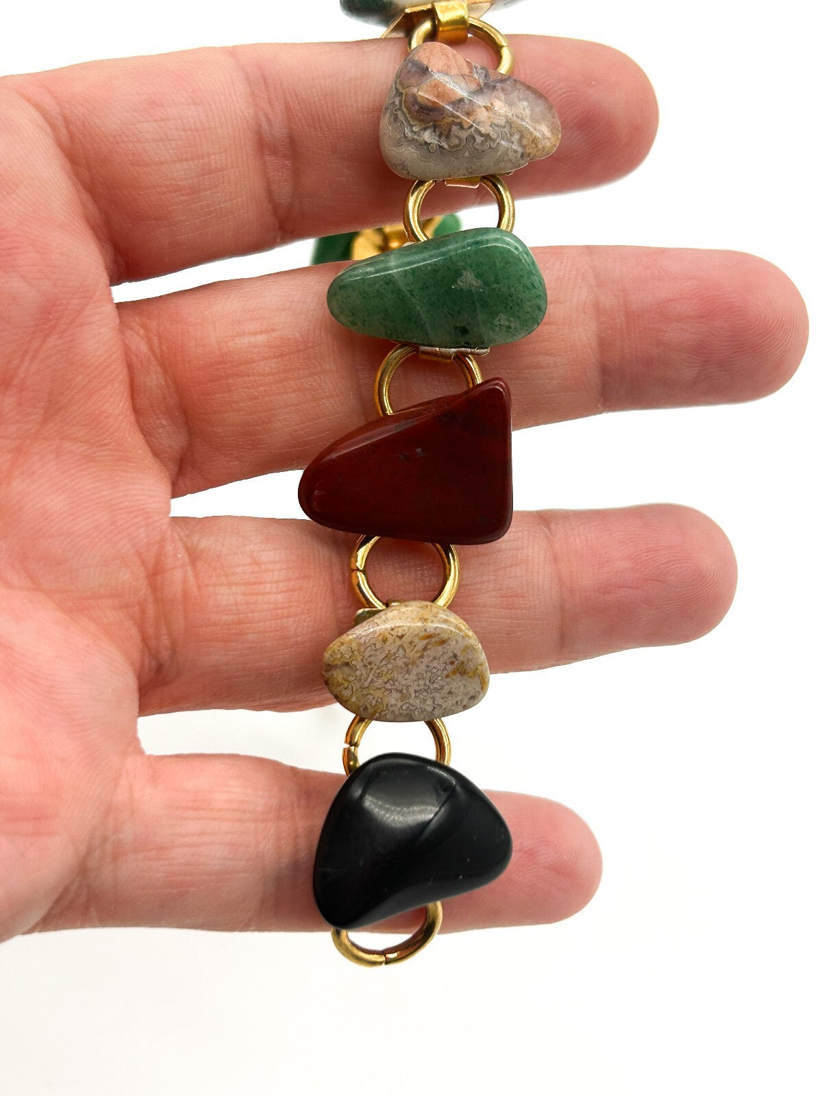Vintage Gemstone Bracelet Agate Amethyst Aventurine Jasper Sodalite Onyx