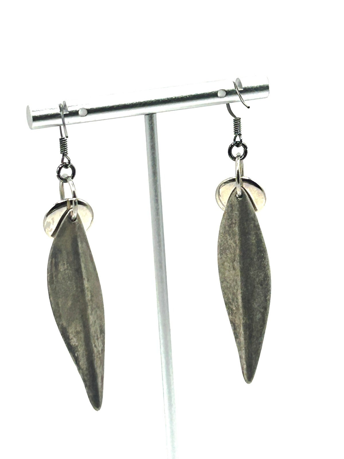 Freshwater Pearl Sculptural Leaf Earrings Silver Tone BD-Eye Original