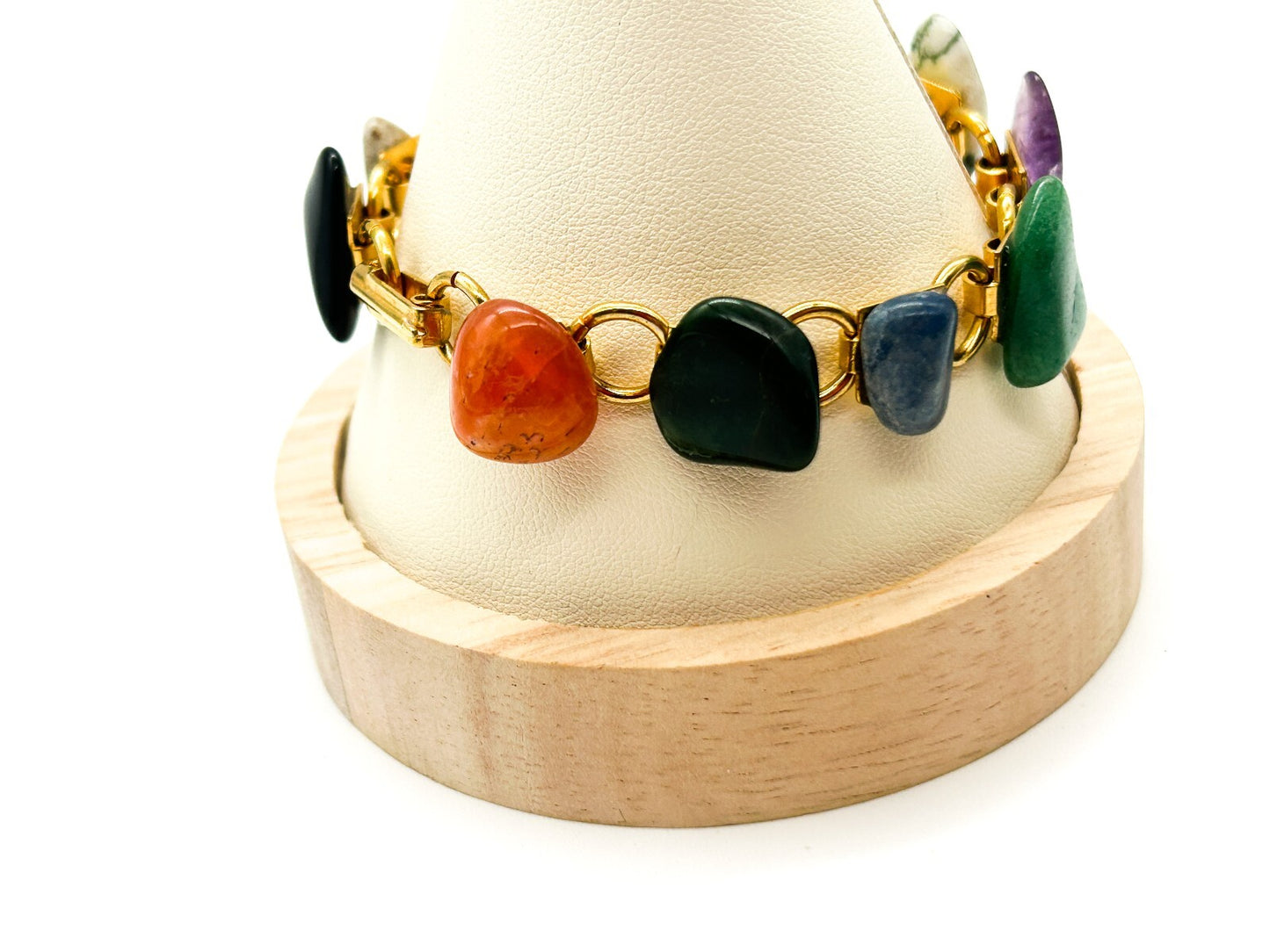 Vintage Gemstone Bracelet Agate Amethyst Aventurine Jasper Sodalite Onyx