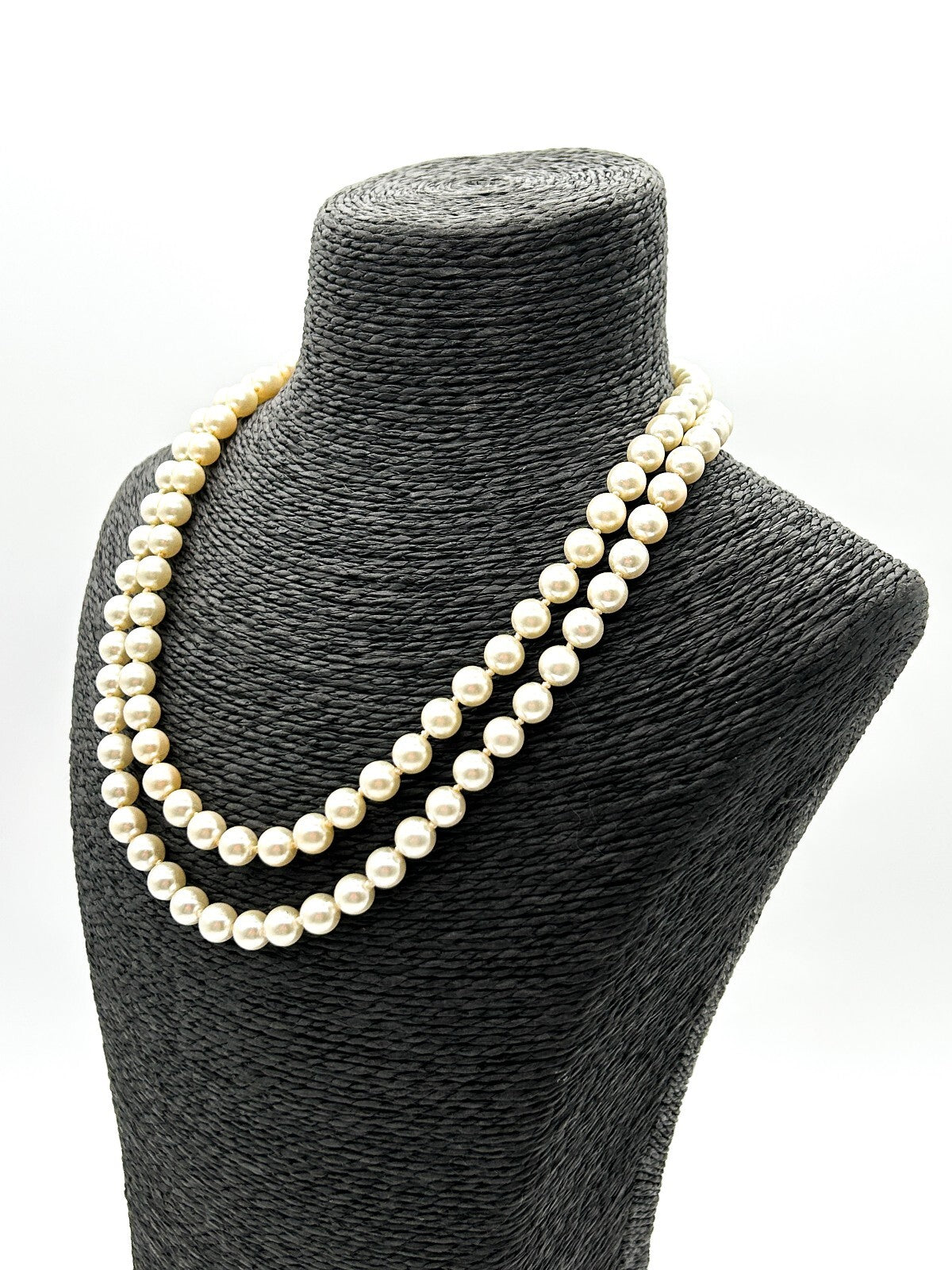 Vintage 2 strand Faux Pearl Necklace Hand Knotted Double Strand Repair Project