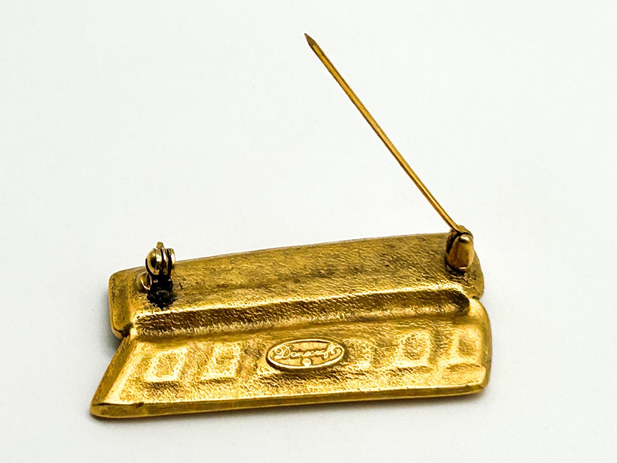 Vintage Danecraft Artist Paint Box Brooch Gold Tone Enamel Paint Palette Pin