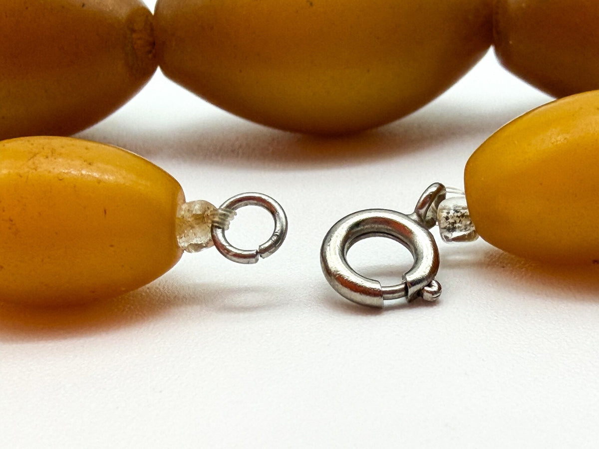 Vintage Butterscotch Phenolic Resin Bead Necklace Mid Century 17.5”