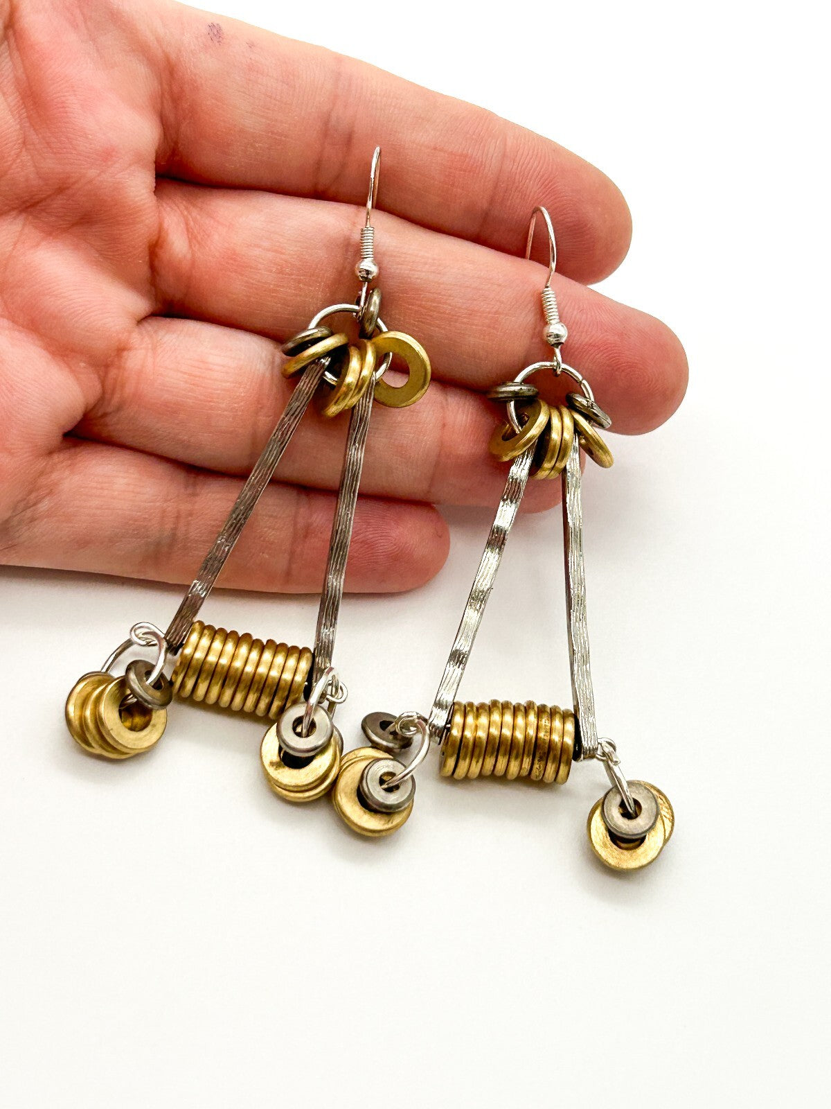 Industrial Mixed Metal Necklace Earrings Set One Of A Kind BD-Eye Original