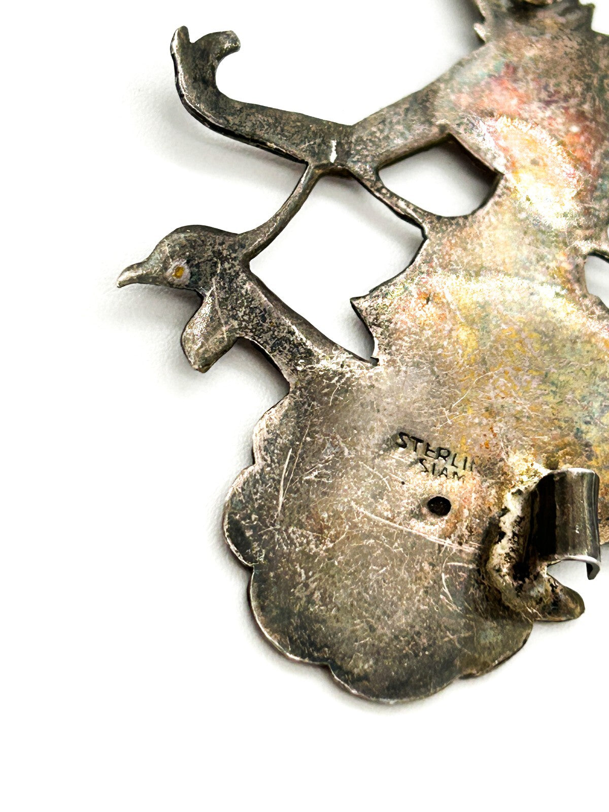 Vintage Siam Sterling Silver Thai Dancing Goddess Brooch Art Deco 1930s Signed