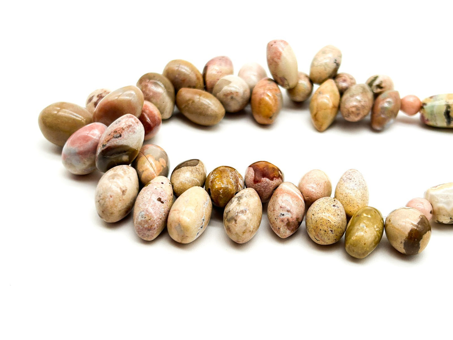 Vintage Pink Jasper Gemstone Necklace Natural Pebble Bead Statement 21.5”