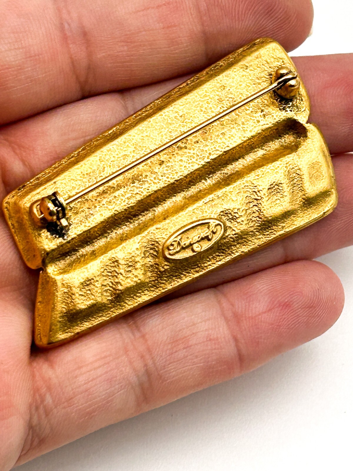 Vintage Danecraft Artist Paint Box Brooch Gold Tone Enamel Paint Palette Pin