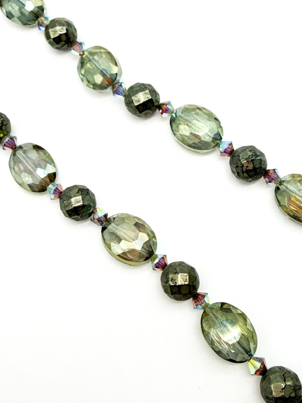 Natural Pyrite Statement Necklace Faceted Smoky AB Crystal Gemstone Pendant
