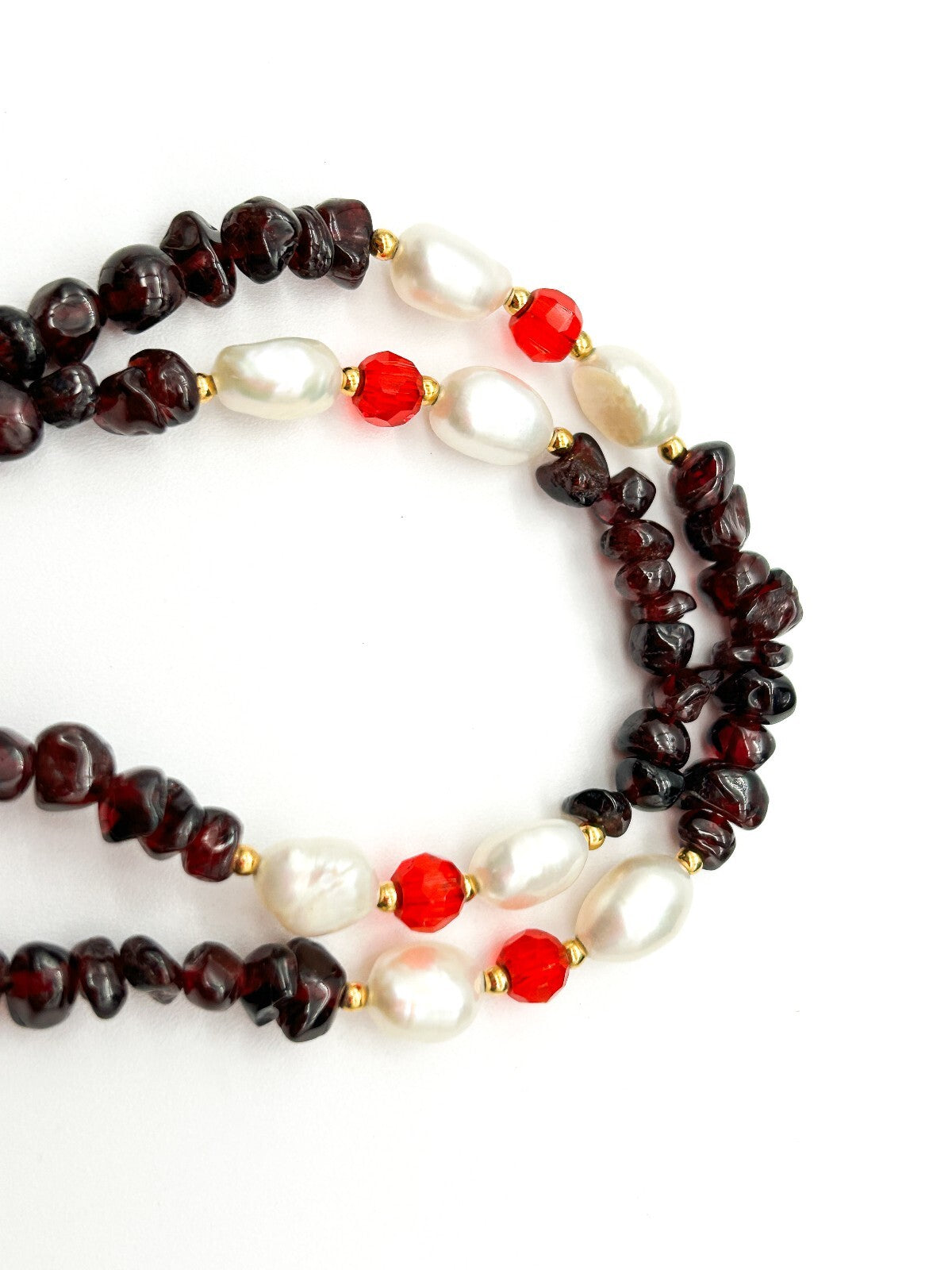 Long Garnet Necklace Freshwater Pearls Carnelian Heart Pendant Gemstone
