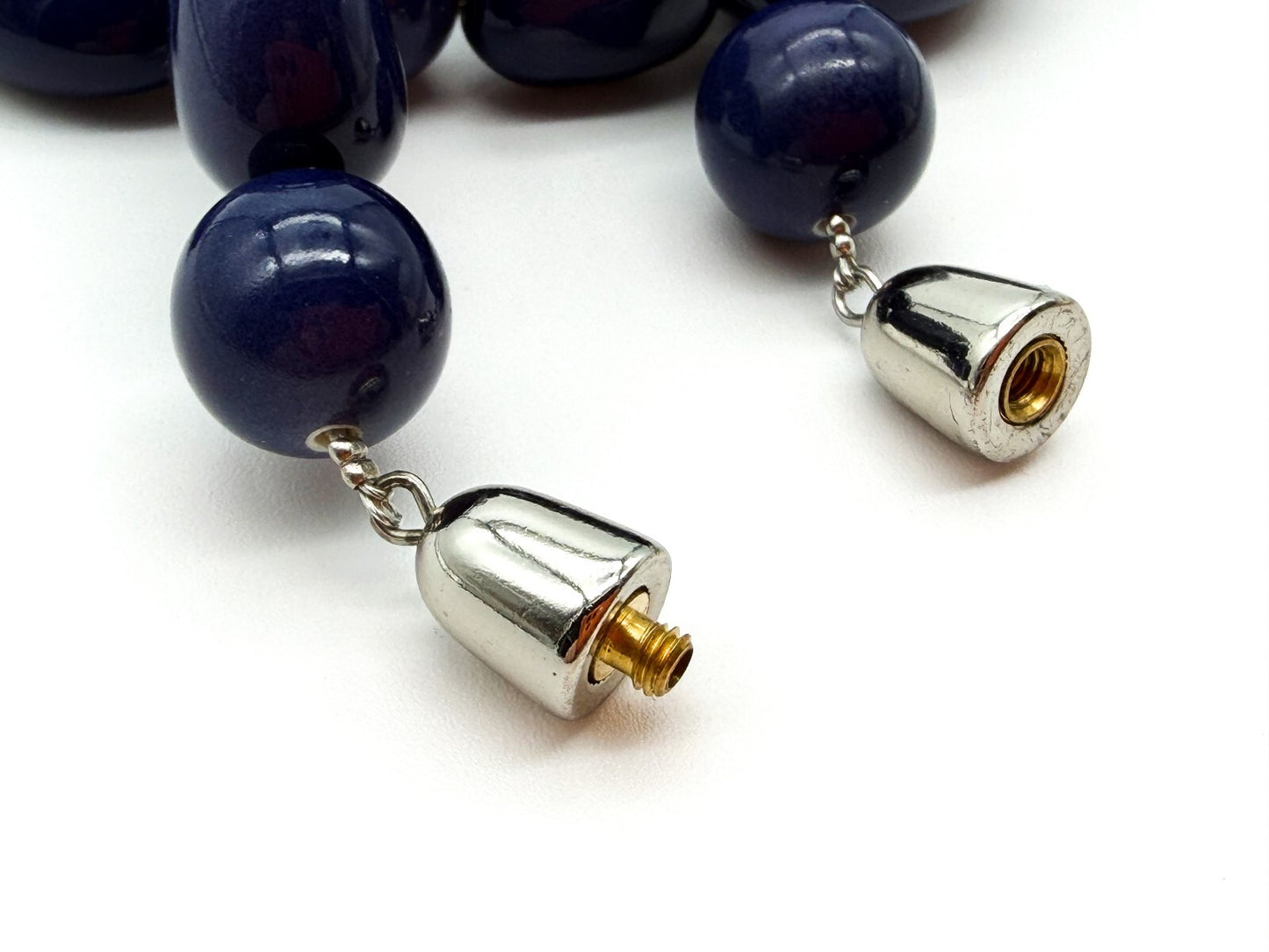 Vintage Blue Acrylic Graduated Beaded Necklace Retro Statement 20.5”
