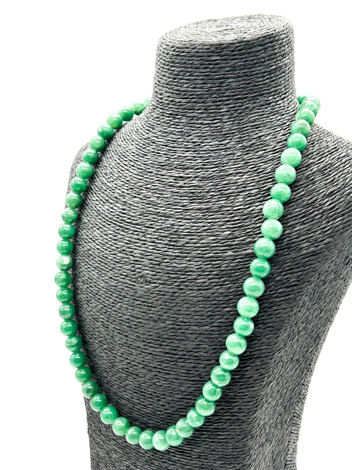 Natural Green Aventurine Necklace Round Gemstone Beads Vintage 25”