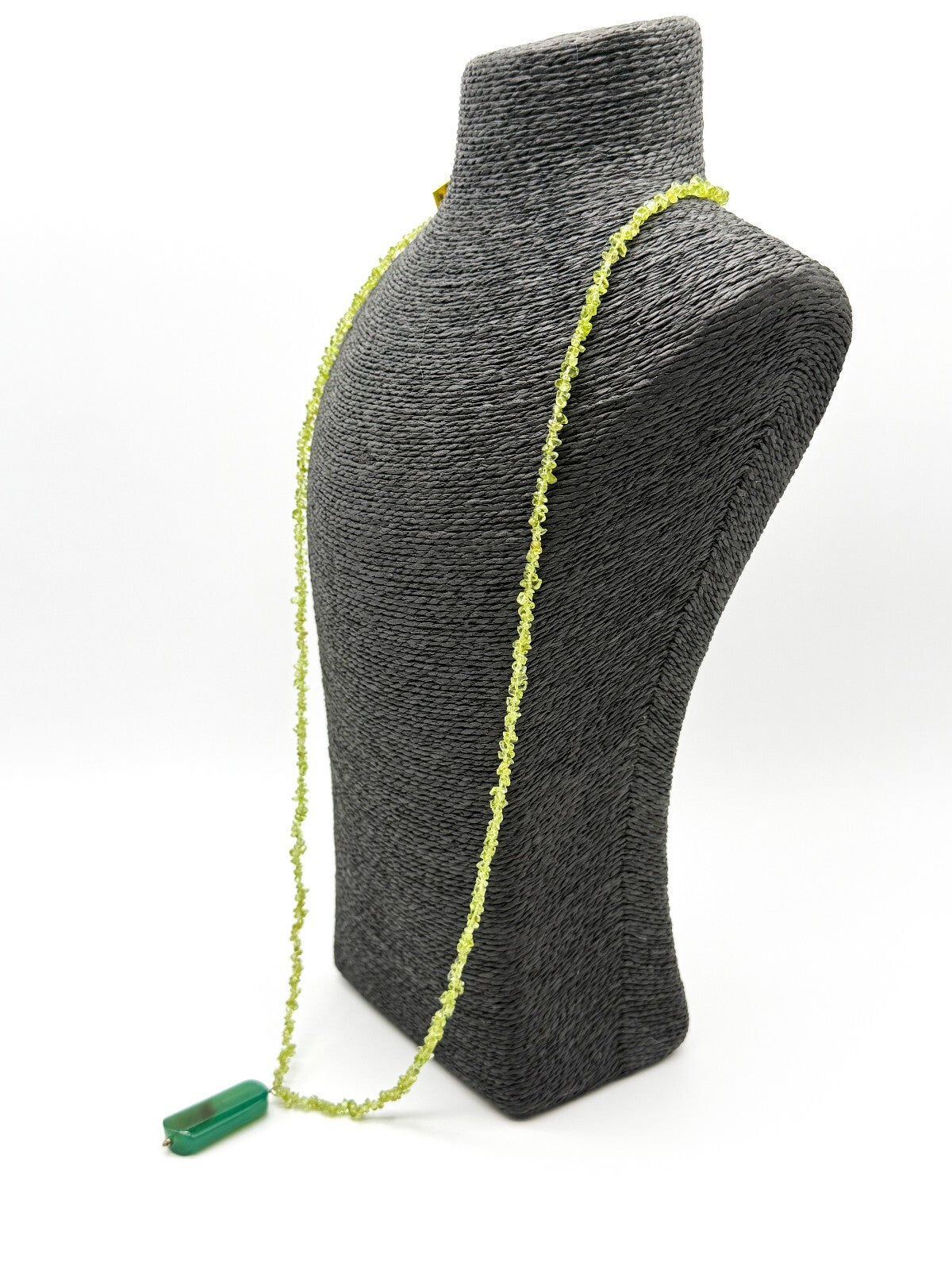 Natural Peridot Chip Necklace Green Agate Pendant Gemstone Continuous Strand