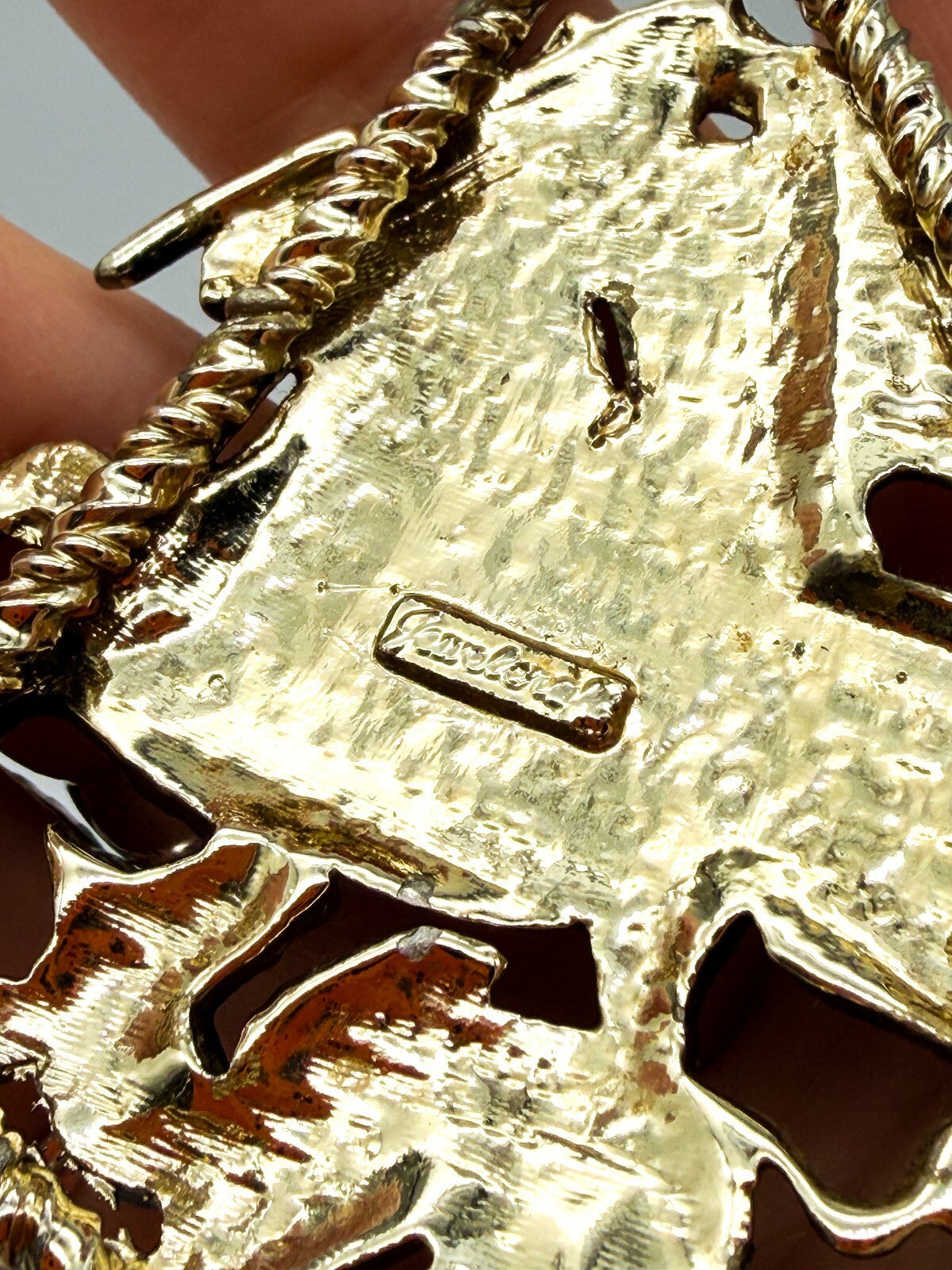 Vintage Jewelcraft St George and Dragon Pendant Gold Tone Signed 8.5cm Signed