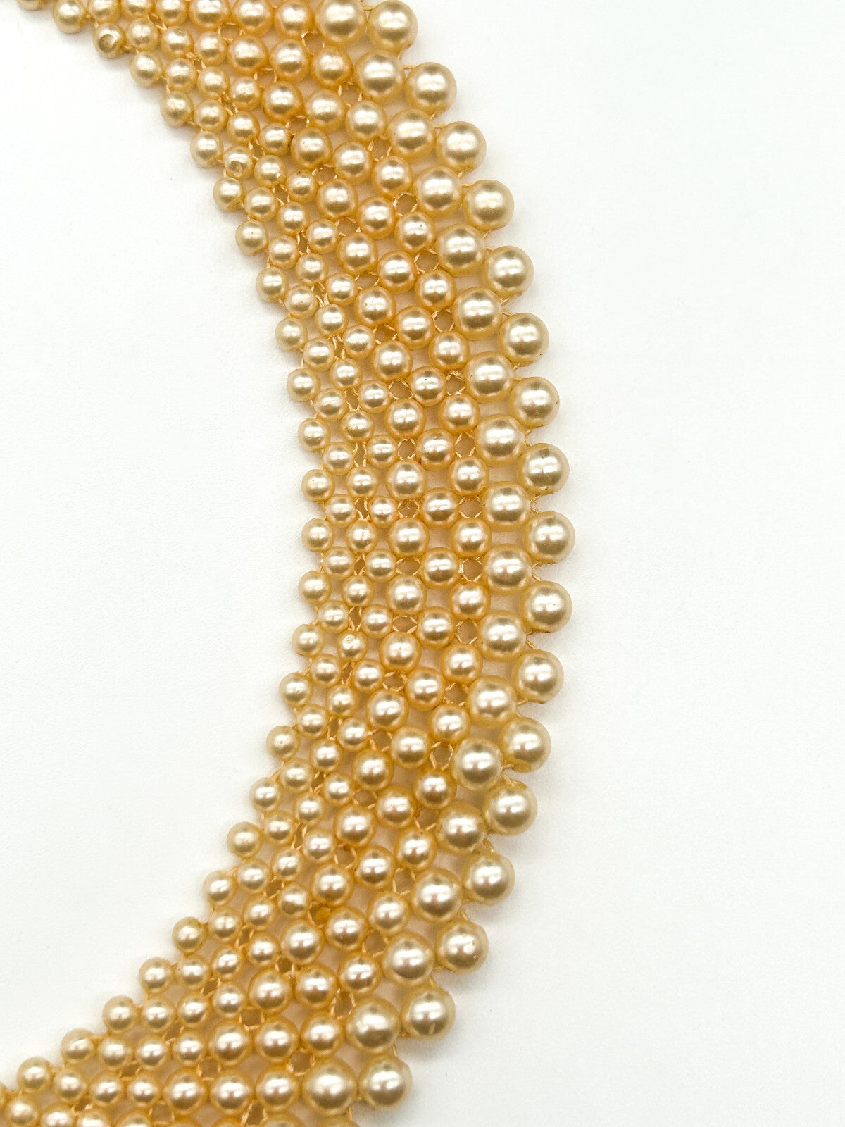 Vintage Hong Kong Faux Pearl Collar Necklace Cream Graduated Bib Statement