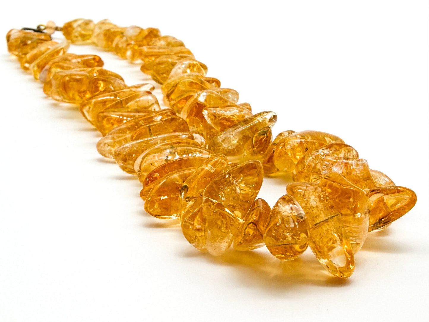 Natural Citrine Nugget Necklace Honey Yellow Gemstone Toggle Clasp Gemstone