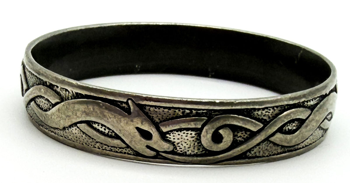 St Justin Pewter Celtic Serpent Dragon Bangle Cornwall Mythology Bracelet