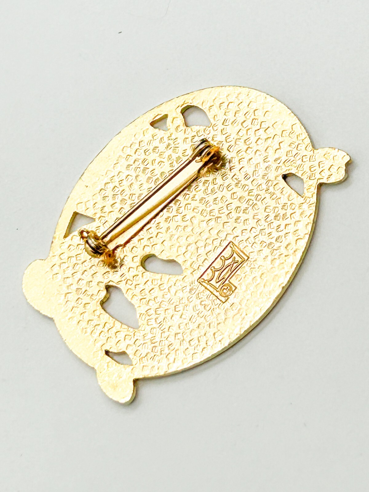Vintage Fish & Crown Cloisonné Enamel White Floral Snowdrop Brooch Gold Tone Pin