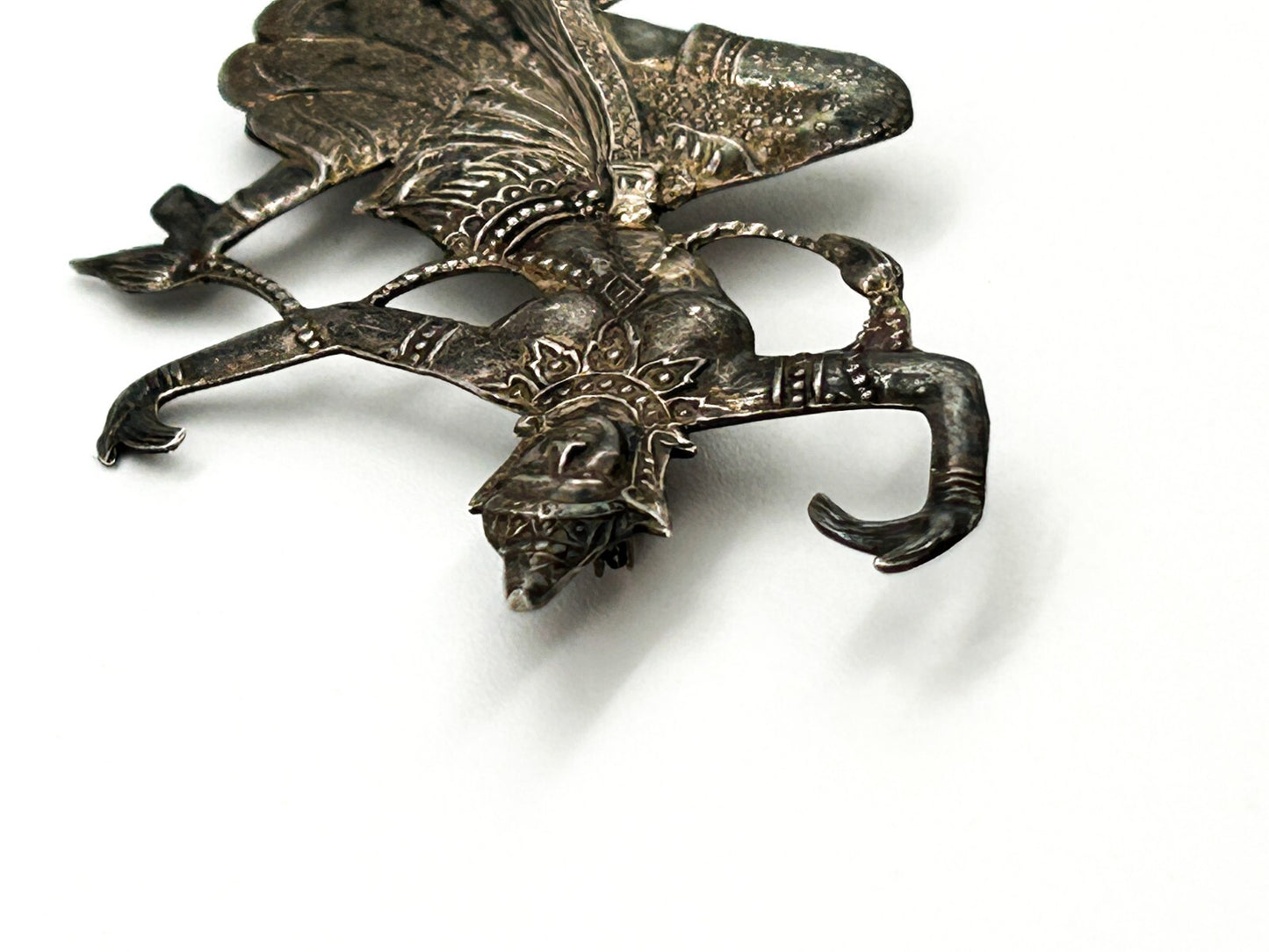 Vintage Siam Sterling Silver Thai Dancing Goddess Brooch Art Deco 1930s Signed