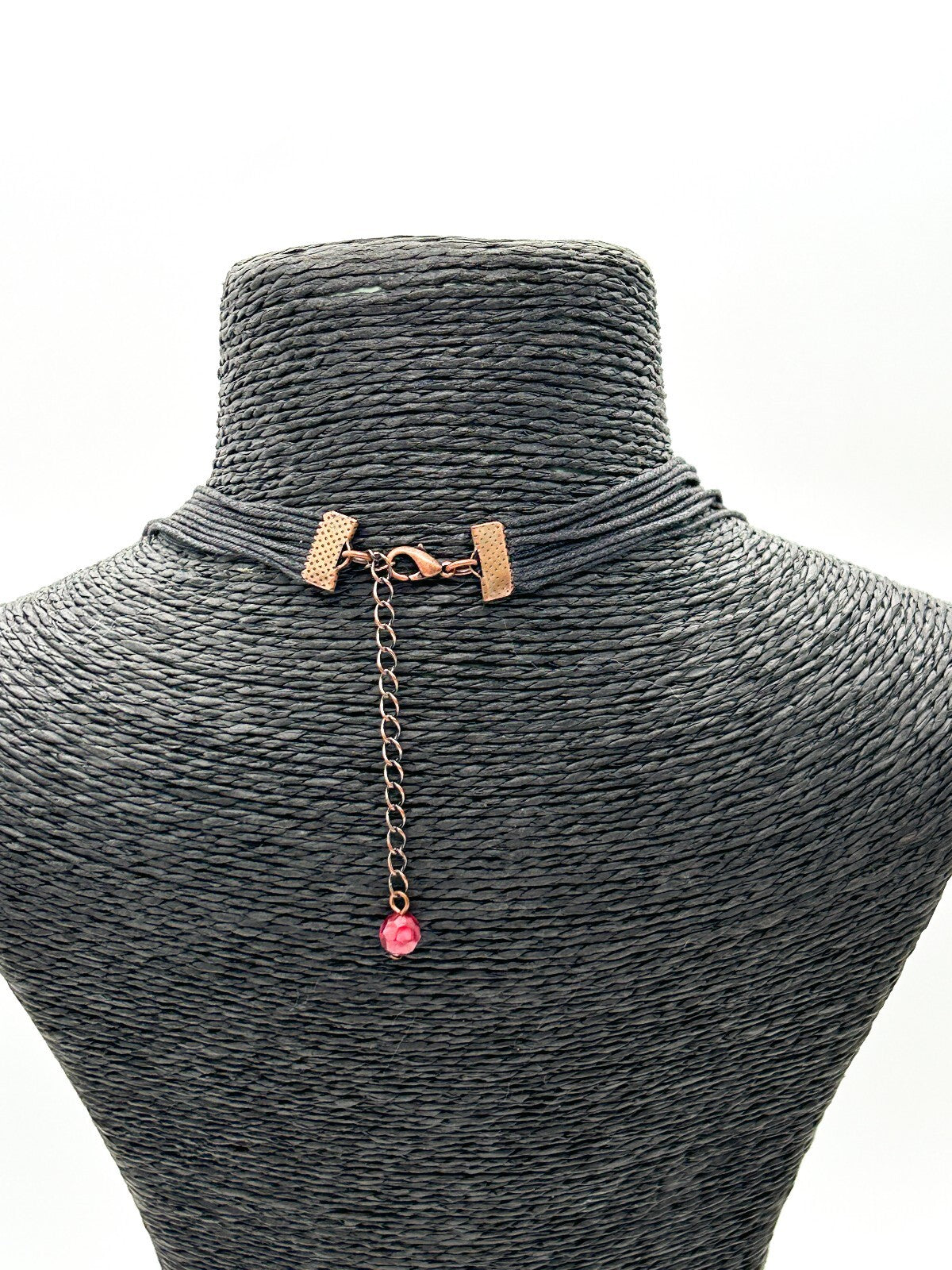 Chunky Red Coral Nugget Necklace Bronze Hexagon Beads Multi Strand Statement