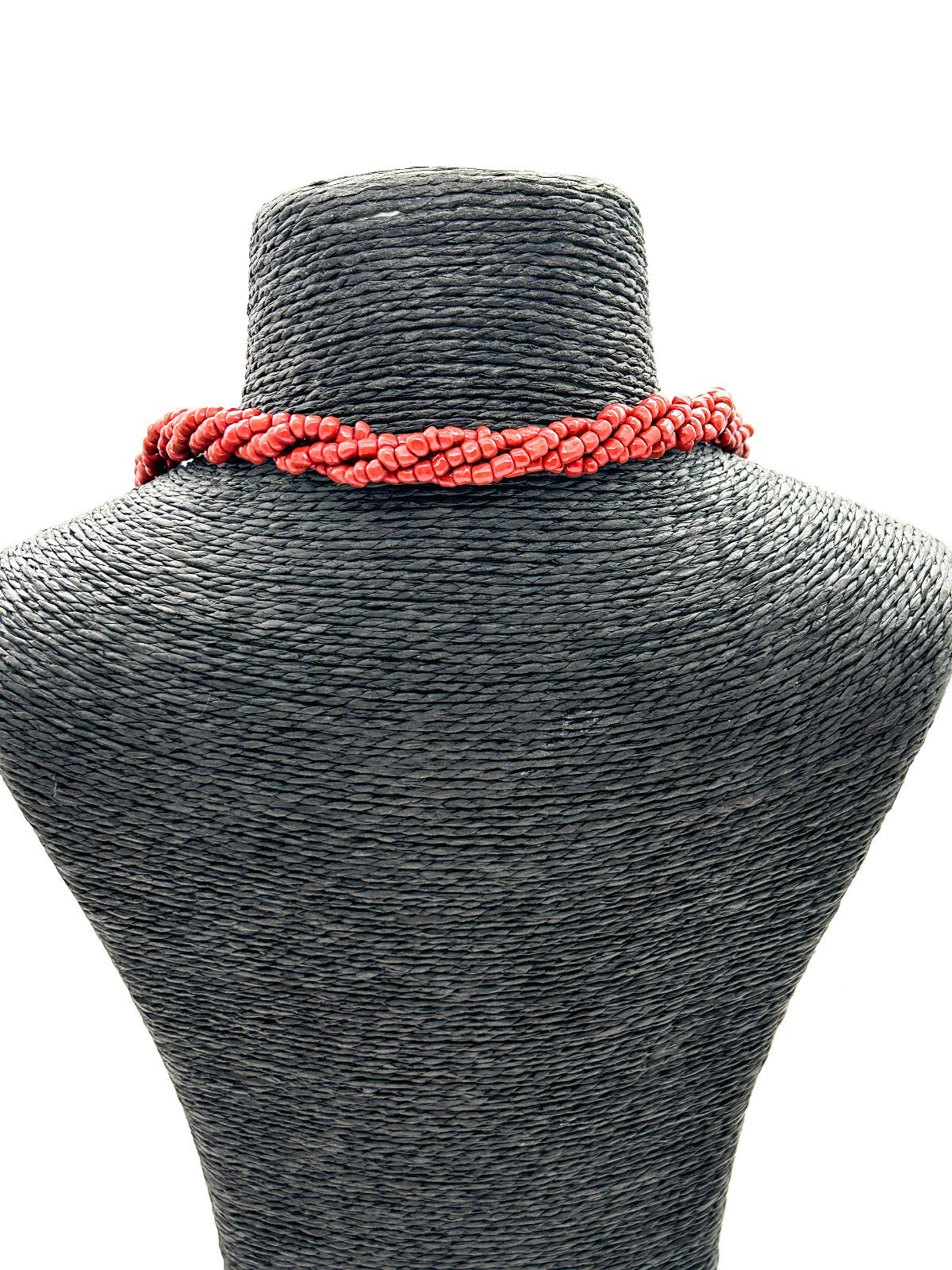 Vintage Tiger’s Eye Amber 6 Strand Tassel Necklace Red Glass Boho Statement