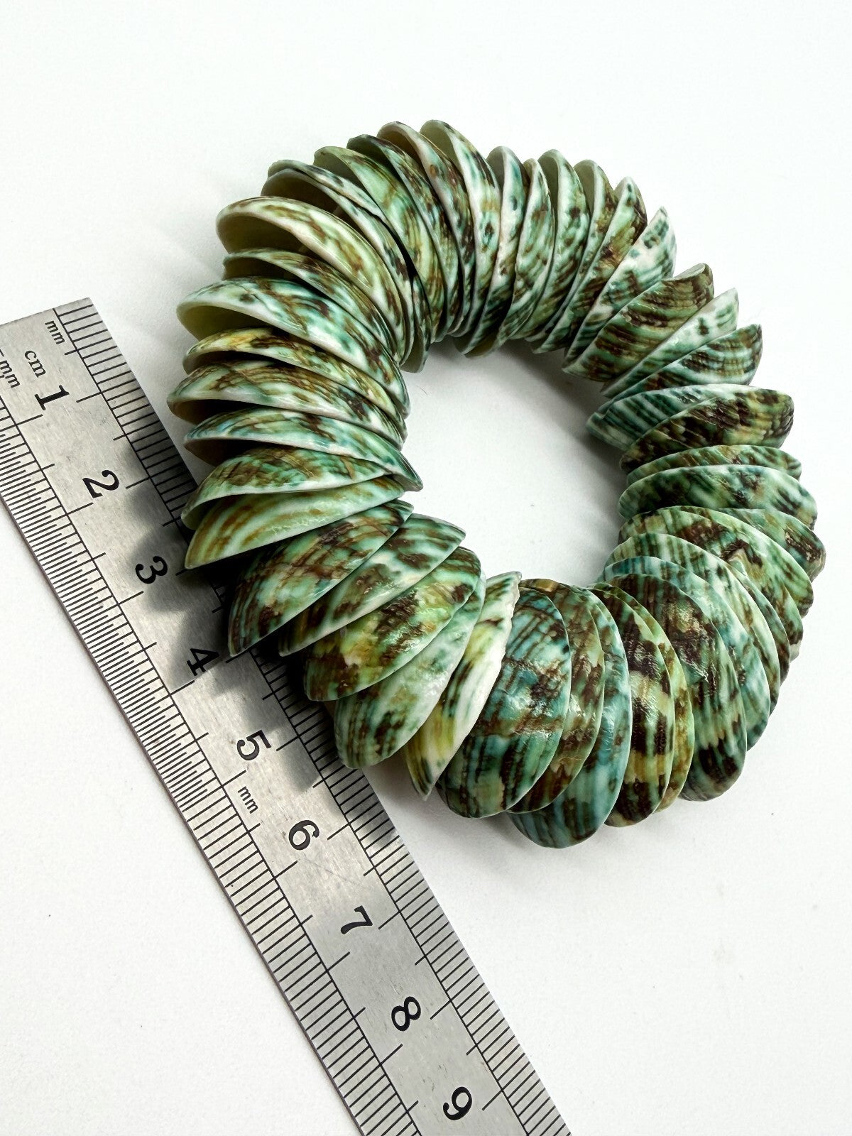 Green Dyed Shell Stretch Bracelet Natural Statement Boho Beach Jewellery