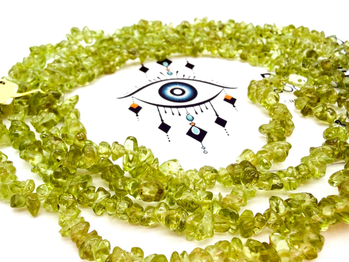 Natural Peridot Chip Necklace Green Agate Pendant Gemstone Continuous Strand