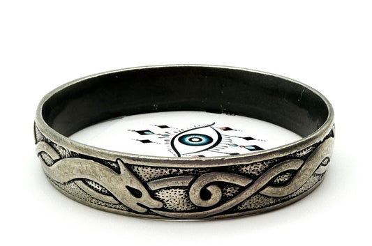 St Justin Pewter Celtic Serpent Dragon Bangle Cornwall Mythology Bracelet