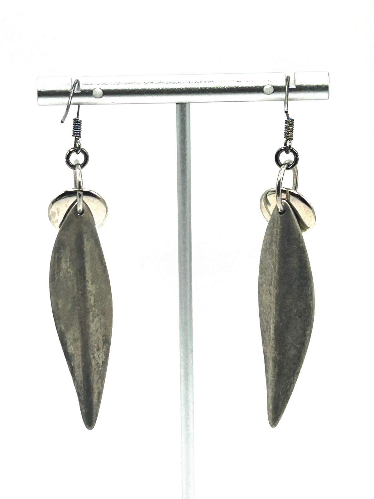 Freshwater Pearl Sculptural Leaf Earrings Silver Tone BD-Eye Original