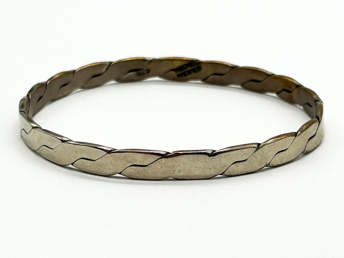 Vintage Mexican 925 Stamped Silver Plated Twist Bangle Hecho En Mexico