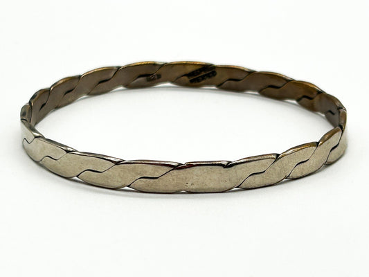 Vintage Mexican 925 Stamped Silver Plated Twist Bangle Hecho En Mexico